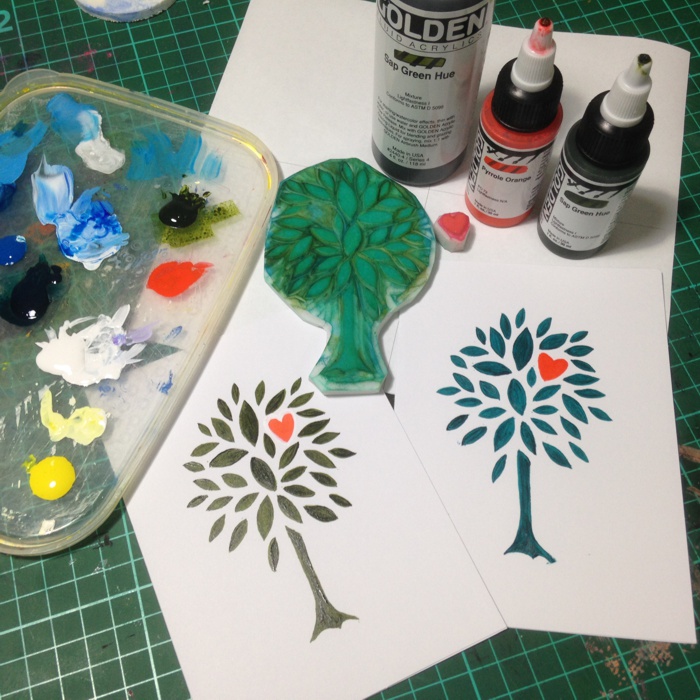 More stamps – a pansy, a tree and a heart