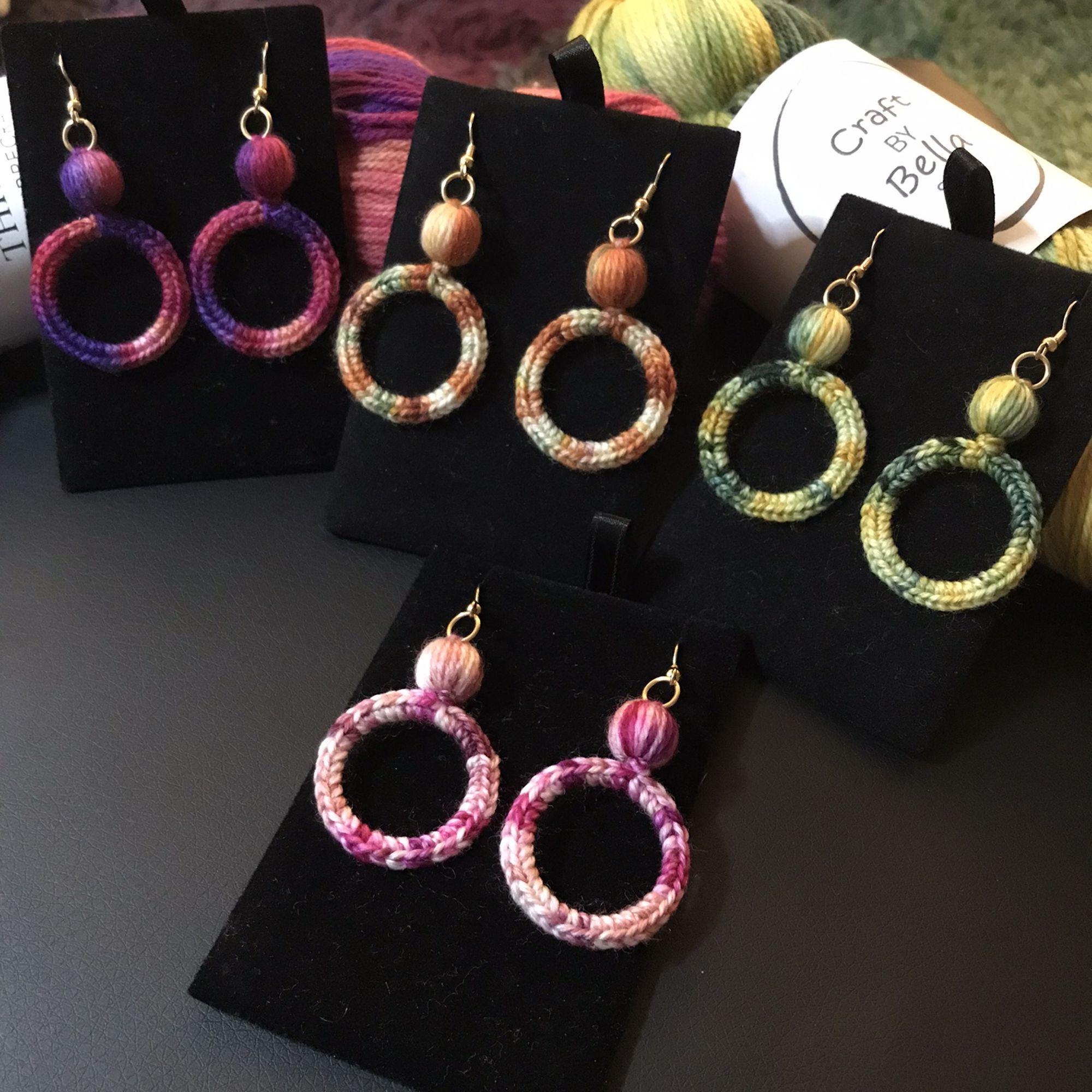 Crochet hoop earrings